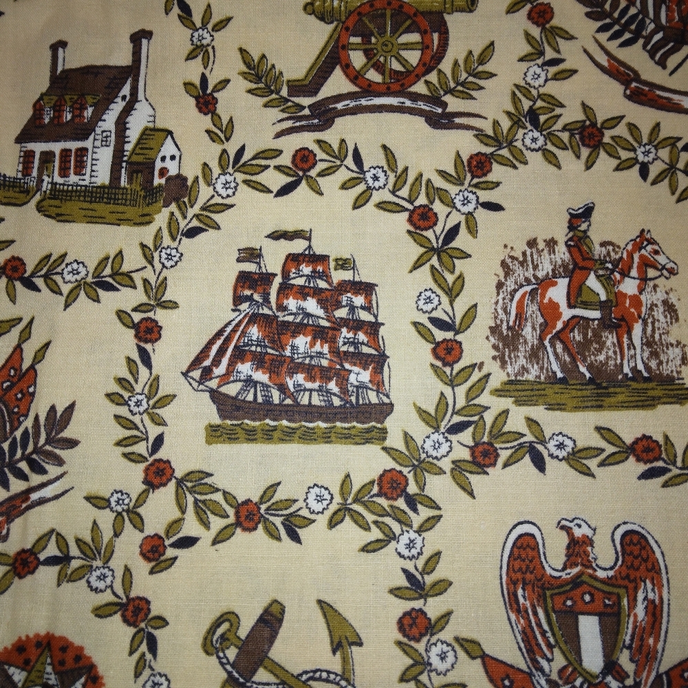 FABRIC Charming Vintage Americana Print Fabric, 4 yd x 36 in - Picture 6 of 8